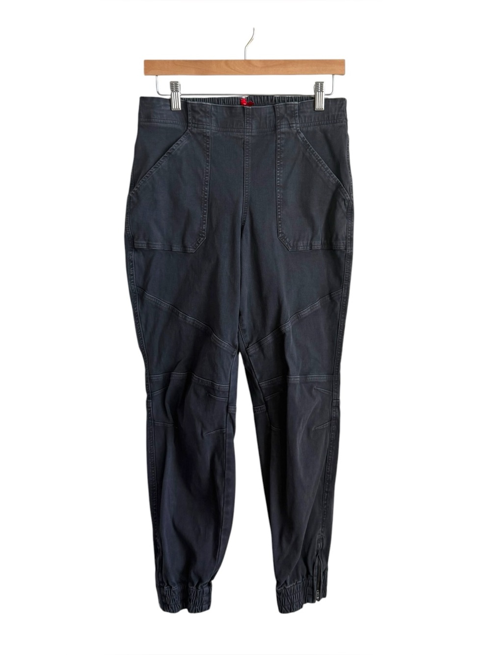 Spanx Stretch Twill Cargo Jogger Pants Charcoal Grey Pull On Size Large